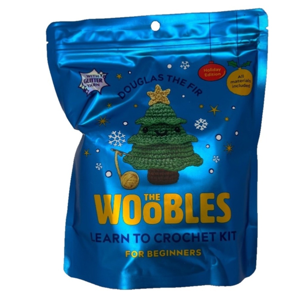 The Woobles Douglas The Fir Holiday Edition Crochet Kit Glitter‎ Yarn Hook NEW